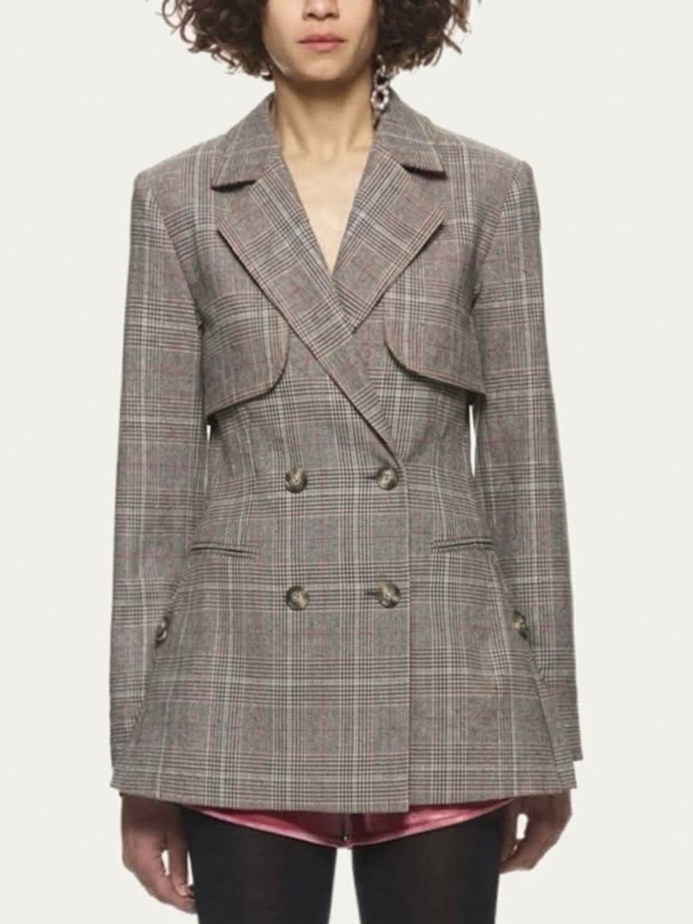 Self Portrait- Brown Plaid Cape Blazer Size Medium $595 US Missing Belt